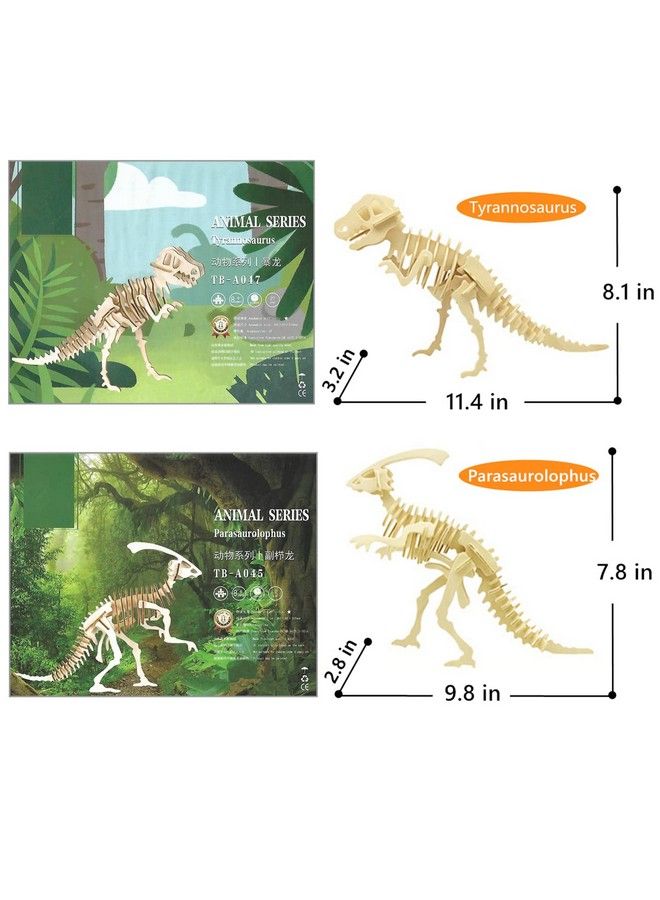 i-CHONY 3D Wooden Dinosaur Puzzle 6 Piece Set Wood Dinosaur Skeleton Model Puzzle Diy Wooden Crafts 3D Puzzle Stem Toys Gifts For Kids And Adults - Image 3