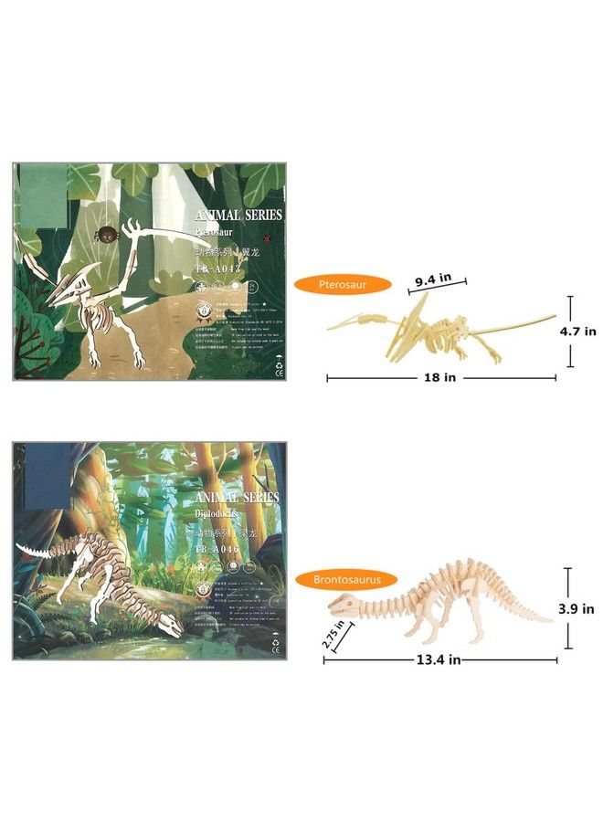 i-CHONY 3D Wooden Dinosaur Puzzle 6 Piece Set Wood Dinosaur Skeleton Model Puzzle Diy Wooden Crafts 3D Puzzle Stem Toys Gifts For Kids And Adults - Image 5