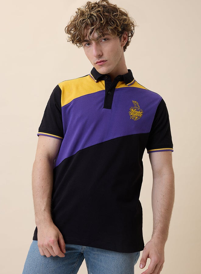 FanCode Men Colourblocked Half Sleeves Polo Collar Cotton T-Shirt  - Image 1