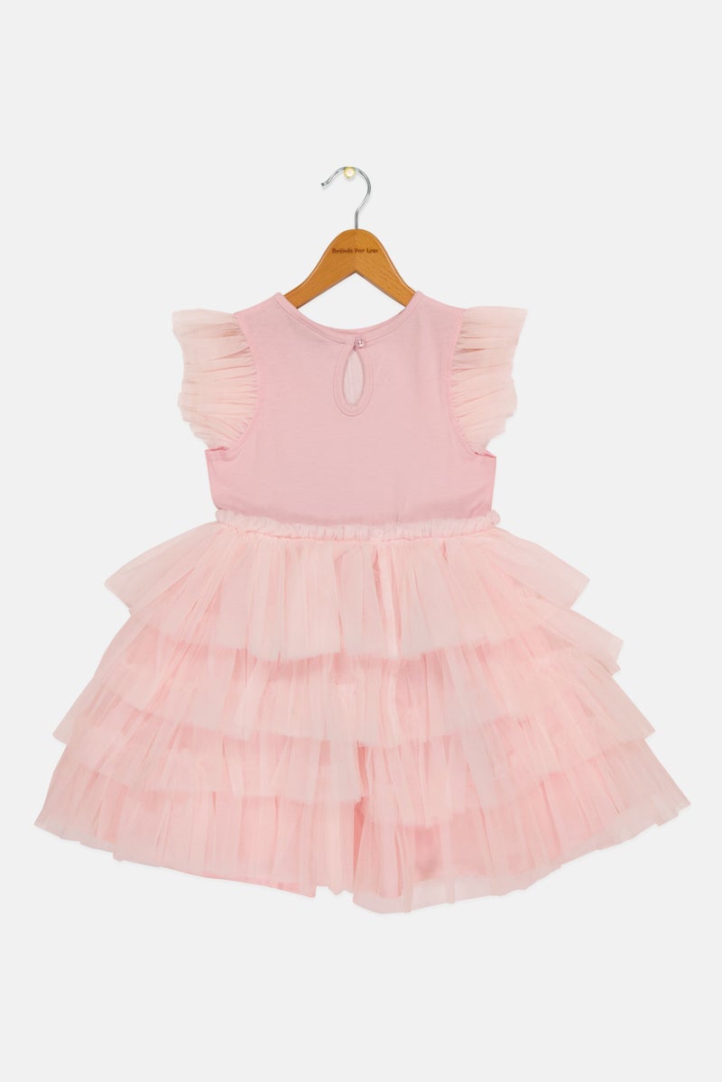 Lunamoon Kids Girl Embellished Dress, Light Pink - Image 3