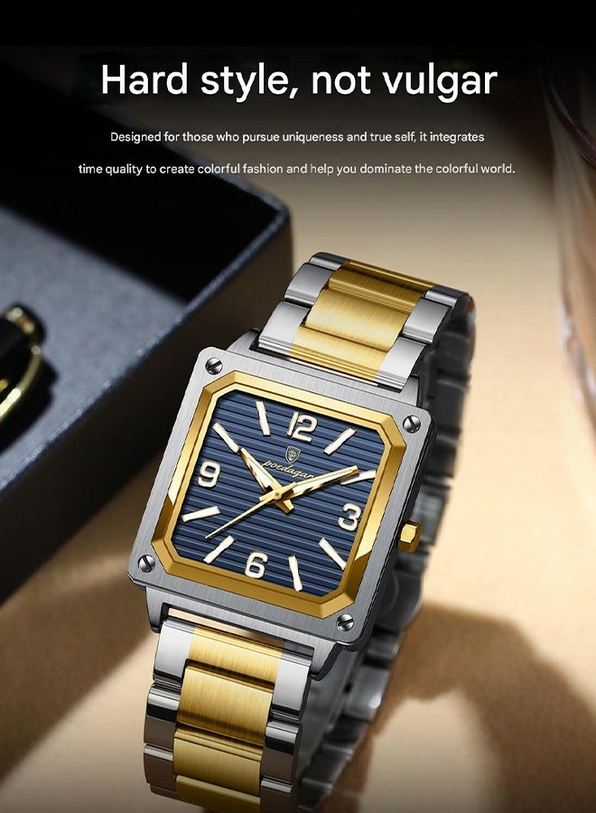 POEDAGAR POEDAGAR Men's Two-Tone Steel Bracelet Watch - Fashionable Design, 30m Water Resistance, Suitable for Business Casual & Daily Wear  - Image 3