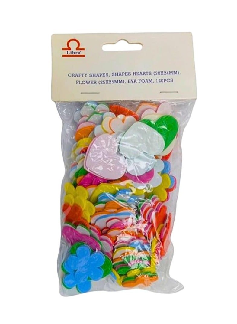 Libra CRAFTY SHAPES HEART SHAPES (30X40MM) FLOWER (25X25MM) EVA FOAM 120PCS - Image 2