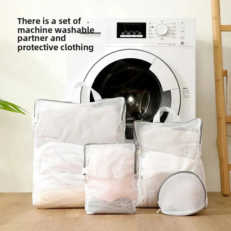 Laundry Bag Three-Dimensional Honeycomb Mesh Wash 4 Piece Set - Portable Thickened Polyester Drawstring Closure for Delicate Clothes Washing - Image 1