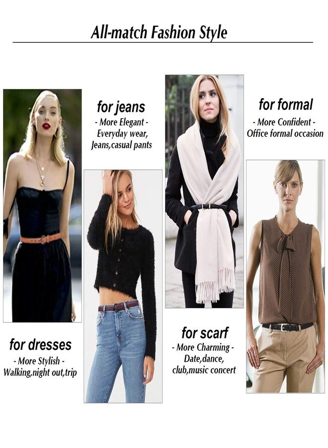 سوزدي حزامان نسائيان رفيعان من الجلد من SUOSDEY، مناسبان للجينز، مزودان بإبزيم معدني، حزام خصر أنيق للبدلات الرسمية وغير الرسمية، باللونين الأسود والبني. - Image 2