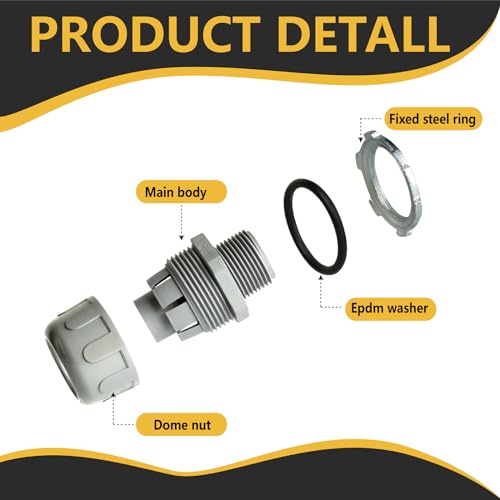 HDHAODA Conduit Connectors, 3/4 Inch Liquid Tight Connector NPT Non-Metallic for PVC Electrical Flexible Conduit Fittings, 180 Degree Straight, UL Listed for Home Outdoor Tubes Tools, Grey (10-Pack) - Image 3