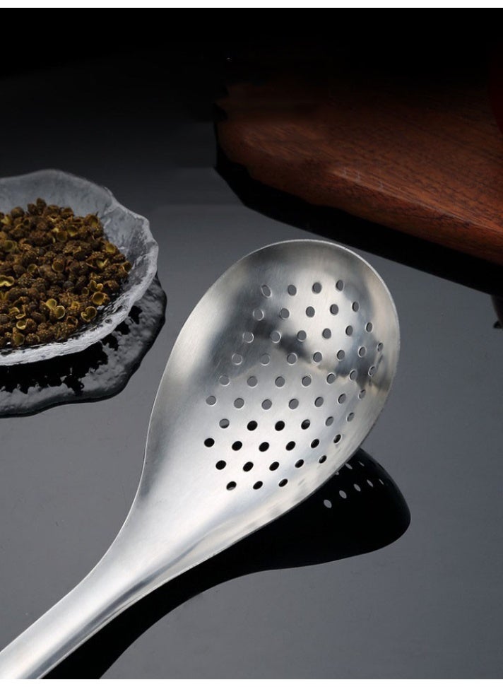 HOMESTAR ملعقة مشقوقة من الفولاذ المقاوم للصدأ｜مصفاة صينية｜ملعقة تصفية زيت ذات مقبض طويل｜مغرفة وعاء ساخن｜فولاذ مقاوم للصدأ من الدرجة الغذائية 201｜مقبض مقاوم للحرارة｜تصميم ثقب 3 مم - Image 2