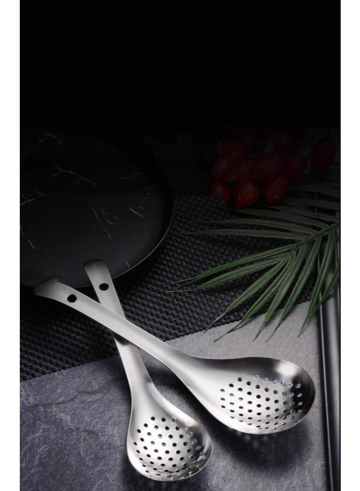 HOMESTAR ملعقة مشقوقة من الفولاذ المقاوم للصدأ｜مصفاة صينية｜ملعقة تصفية زيت ذات مقبض طويل｜مغرفة وعاء ساخن｜فولاذ مقاوم للصدأ من الدرجة الغذائية 201｜مقبض مقاوم للحرارة｜تصميم ثقب 3 مم - Image 1