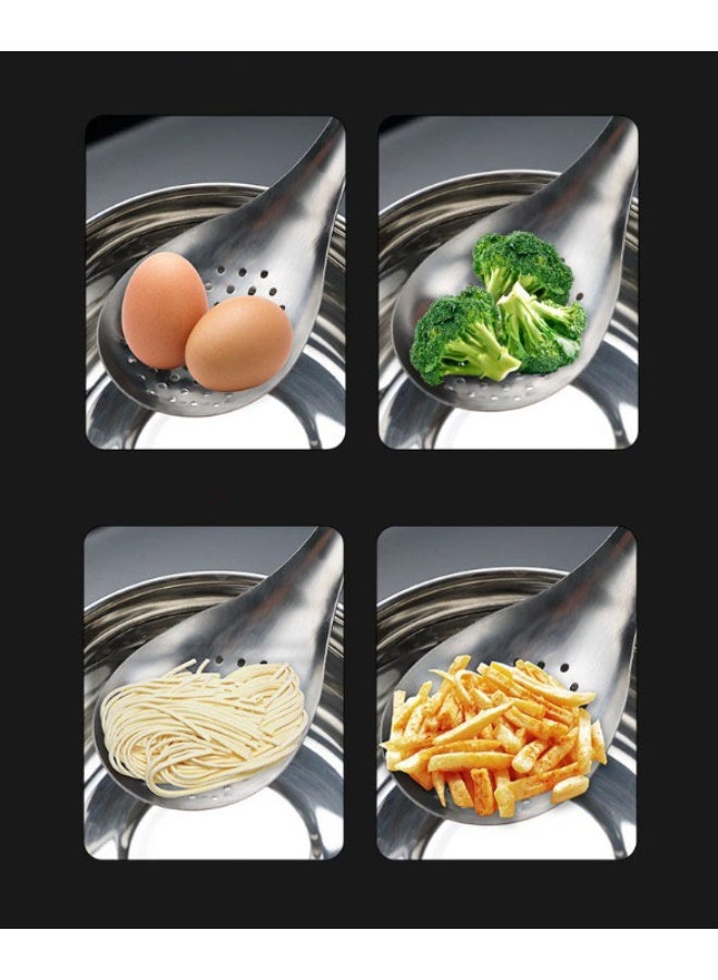 HOMESTAR ملعقة مشقوقة من الفولاذ المقاوم للصدأ｜مصفاة صينية｜ملعقة تصفية زيت ذات مقبض طويل｜مغرفة وعاء ساخن｜فولاذ مقاوم للصدأ من الدرجة الغذائية 201｜مقبض مقاوم للحرارة｜تصميم ثقب 3 مم - Image 4