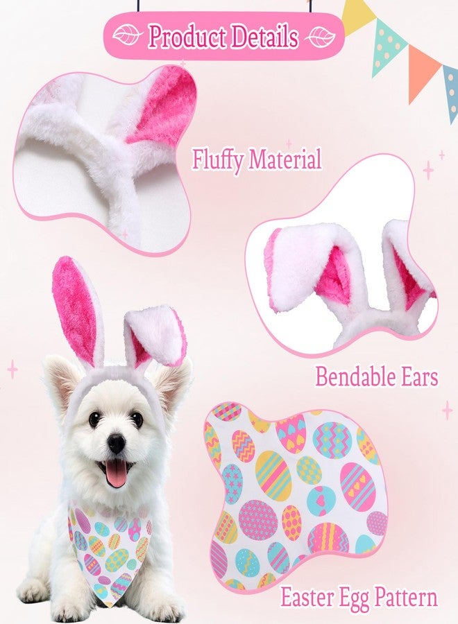 Heliltd 2Pcs Dog Easter Bunny Costume Set Includes Bunny Ear Headband and Egg Dog Bandana for Small Medium Dogs - Image 3