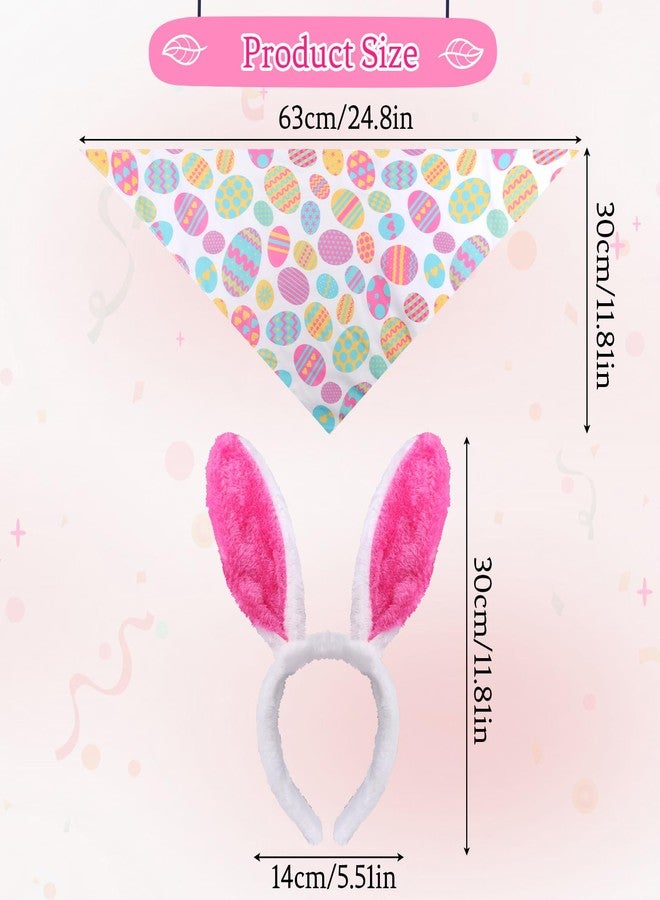 Heliltd 2Pcs Dog Easter Bunny Costume Set Includes Bunny Ear Headband and Egg Dog Bandana for Small Medium Dogs - Image 2