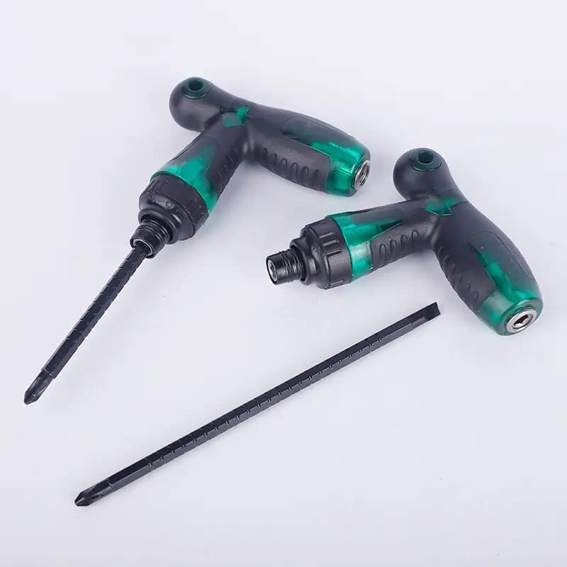 Rasdion 2 in 1 Reversible T-Handle Ratchet Screwdriver with Length Adjustable, Professional Repair Tool for Application, Screwdriver with Flat & Phillips Head (T-Handle) - Image 3
