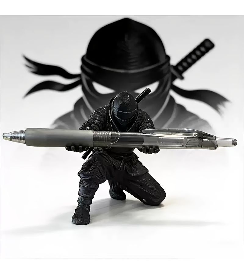 Black 3D Invisible Shuriken Pen Holder Minimalist Desktop Stationery Storage Creative Designer Decoration - Image 1