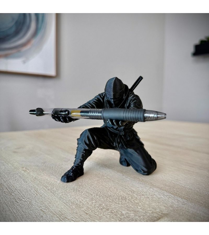 Black 3D Invisible Shuriken Pen Holder Minimalist Desktop Stationery Storage Creative Designer Decoration - Image 5