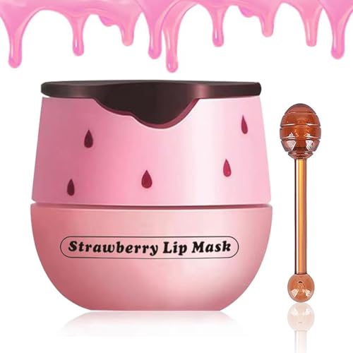 Alisesun Strawberry Lip Balm Vitamin E Masks Moisturizing Propolis Sleeping Mask Effective Reduces Lines Prevention Dry and Cracked Scrubs Exfoliator Smoothing Dry Care - Image 2