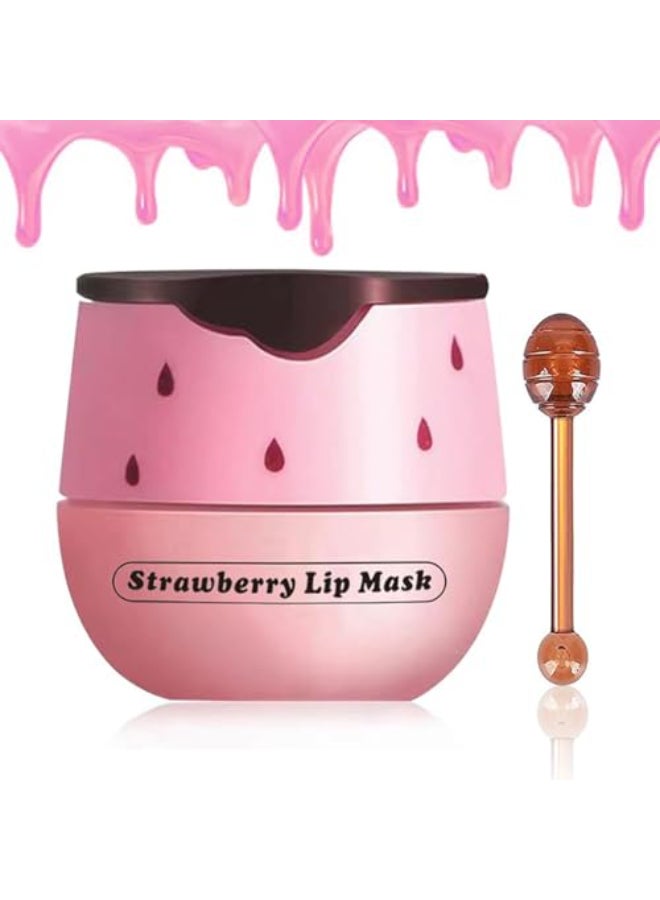 Alisesun Strawberry Lip Balm Vitamin E Masks Moisturizing Propolis Sleeping Mask Effective Reduces Lines Prevention Dry and Cracked Scrubs Exfoliator Smoothing Dry Care - Image 1