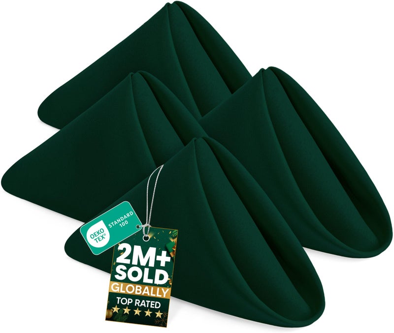 Utopia Home 24 Pack Hunter Green Cloth Napkins 17x17 Inches 100 Polyester Hemmed Edges Washable and Reusable Ideal for Parties Weddings and Dinners