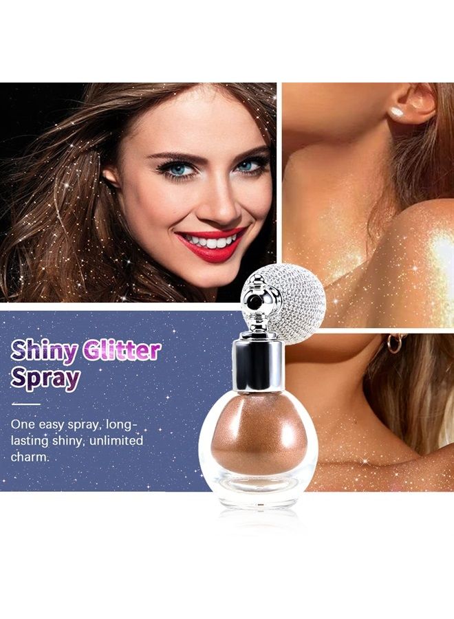Body Glitter Spray -for Hair Body, Shimmering Spray Powder Sparkle Powder Face High Gloss Spray Highlighter Loose Powder Makeup Spray for Women Hair Nails Makeup #4 Bronze