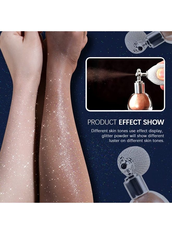 Body Glitter Spray -for Hair Body, Shimmering Spray Powder Sparkle Powder Face High Gloss Spray Highlighter Loose Powder Makeup Spray for Women Hair Nails Makeup #4 Bronze