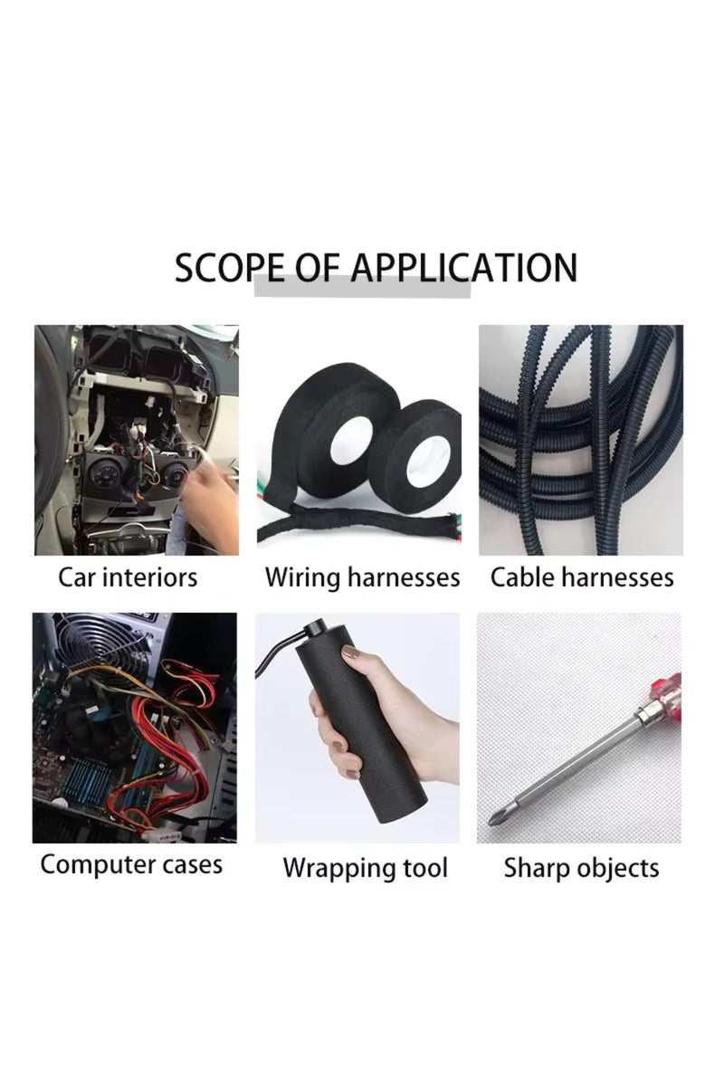 إيروريكس شريط لاصق أسود مقاوم للحرارة واللهب، 25 مم، 15 متر، مصنوع من قماش كوربلاست لاصق، مناسب للسيارات - Image 5