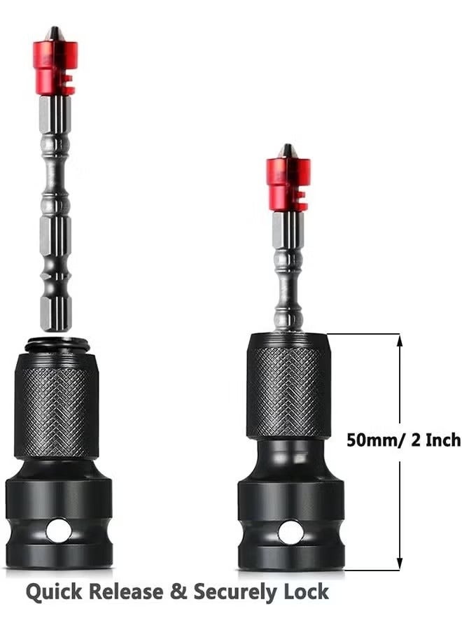 Quick Release 1/2-Inch Square Drive to 1/4-Inch Hex Female Socket Adapter Converter Chuck Adaptor for Impact and Ratchet Wrenches - Image 2