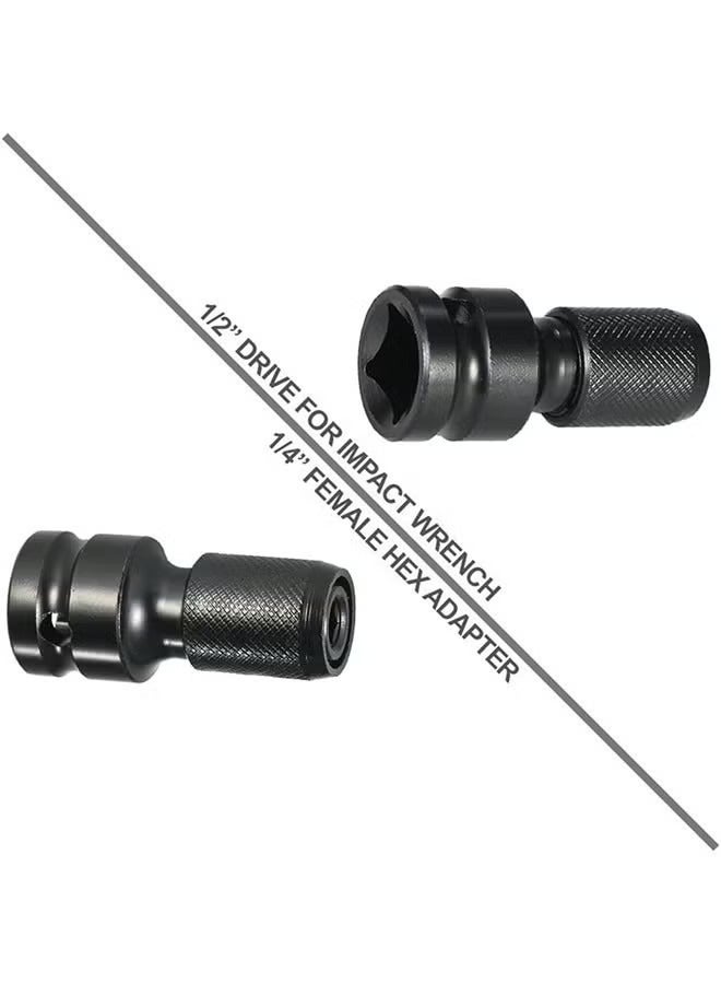 Quick Release 1/2-Inch Square Drive to 1/4-Inch Hex Female Socket Adapter Converter Chuck Adaptor for Impact and Ratchet Wrenches - Image 3