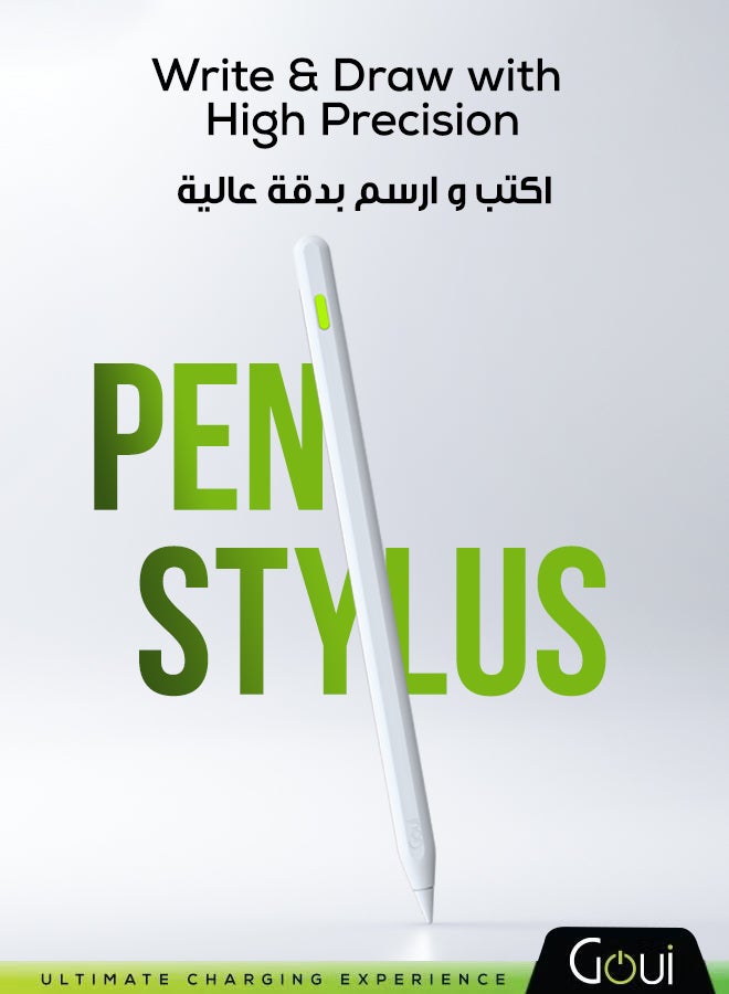 Goui Pen Stylus for iPhone and iPad – Precision Touch with Palm Rejection, Wireless Charging, and Magnetic Attachment – Compatible with iPad 2018 and Later - White - Image 1
