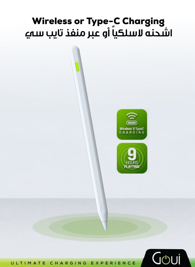 Goui Pen Stylus for iPhone and iPad – Precision Touch with Palm Rejection, Wireless Charging, and Magnetic Attachment – Compatible with iPad 2018 and Later - White - Image 3