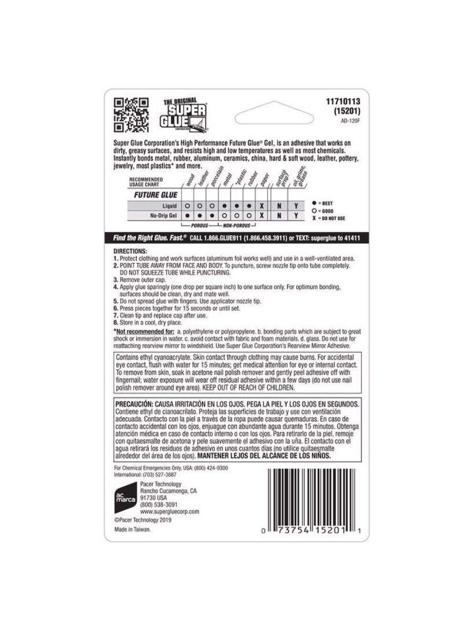 Super Glue 2-Piece Future Super Strength All Purpose Gel Glue Clear 2g 11710114 - Image 3