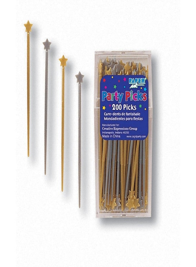 كرييتف كونفيرتينج أعواد تزيين حفلات عيد الميلاد البلاستيكية المتنوعة من كرييتف كونفرتينج، على شكل نجوم ذهبية وفضية، علبة تحتوي على 200 قطعة
