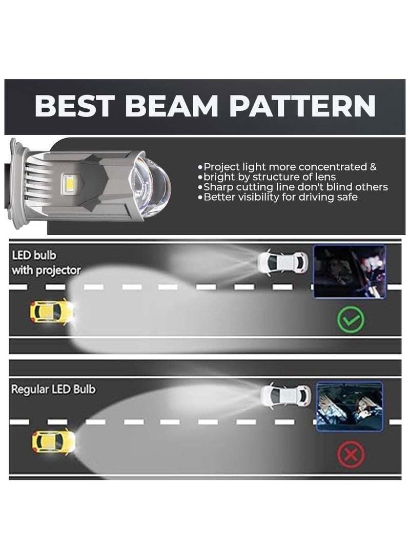 توبيز مصباح أمامي مزدوج العدسة لجهاز العرض LED Mini Projector TL3-H4 الجديد من Toby's، شعاع قابل للتعديل (عالي ومنخفض) بدرجة حرارة تبريد 6500 كلفن ضوء أبيض - Image 2