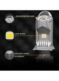 Toby's Toby's New TL3-H4 LED Mini Projector Dual Lens Headlight Bulb, Adjustable Beam (High & Low) with Cooling Temperature 6500K White Light  - Image 3