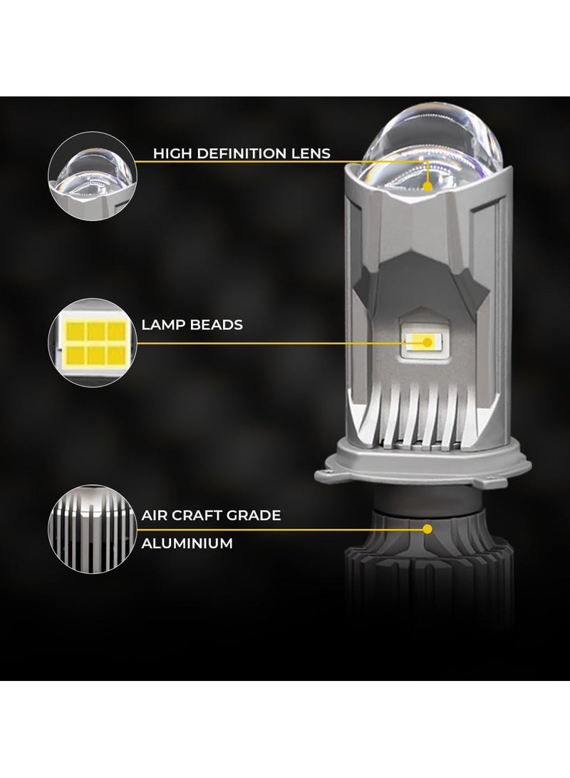 توبيز مصباح أمامي مزدوج العدسة لجهاز العرض LED Mini Projector TL3-H4 الجديد من Toby's، شعاع قابل للتعديل (عالي ومنخفض) بدرجة حرارة تبريد 6500 كلفن ضوء أبيض - Image 3