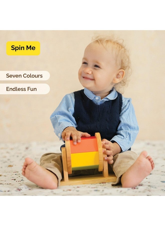 Shumee Wooden Montessori Rainbow Spinner Toy (6 Months+) | Multicolor | Learning Tool | Non Toxic Colors | Organic & Safe - Image 5