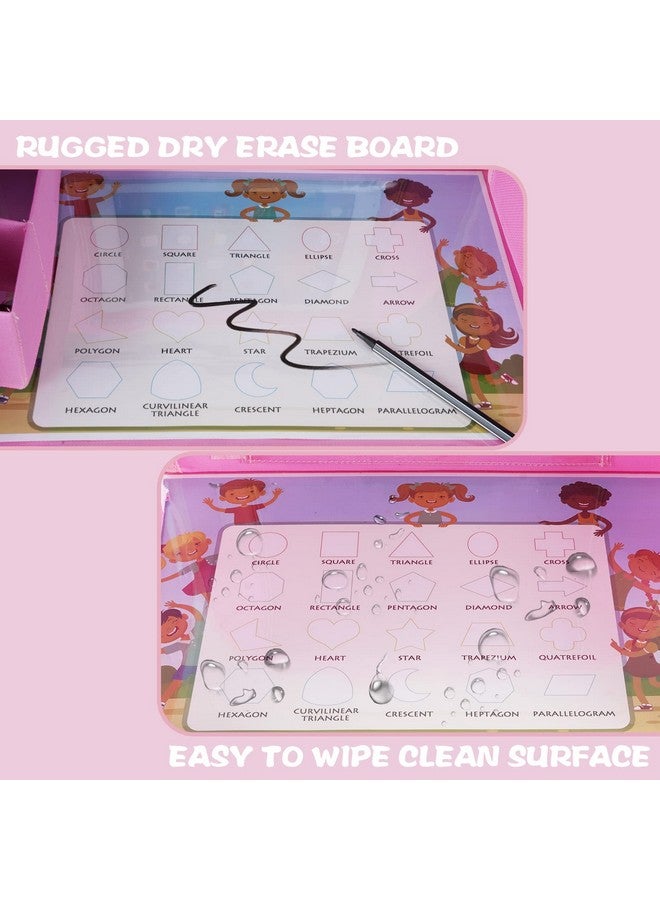 MENZOKE Kids Travel Tray for Toddler Car Seat, Lap Tray for Girl Activities with Dry Erase Board & Cooler Cup Holder, Road Trip Essentials Accessories with No-Drop Large Tablet iPad Holder Stand,Pink - Image 3