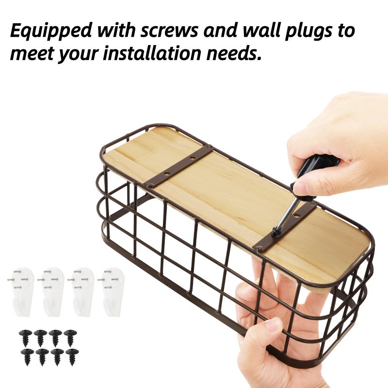 Dicunoy Set of 2 Small Wire Baskets, Narrow Rustic Storage Bin for Bathroom Counter, Farmhouse RectangleOrganizer Tray for Kitchen Countertop, Pantry, RV, School Classrooms, Office Decorative - Image 3