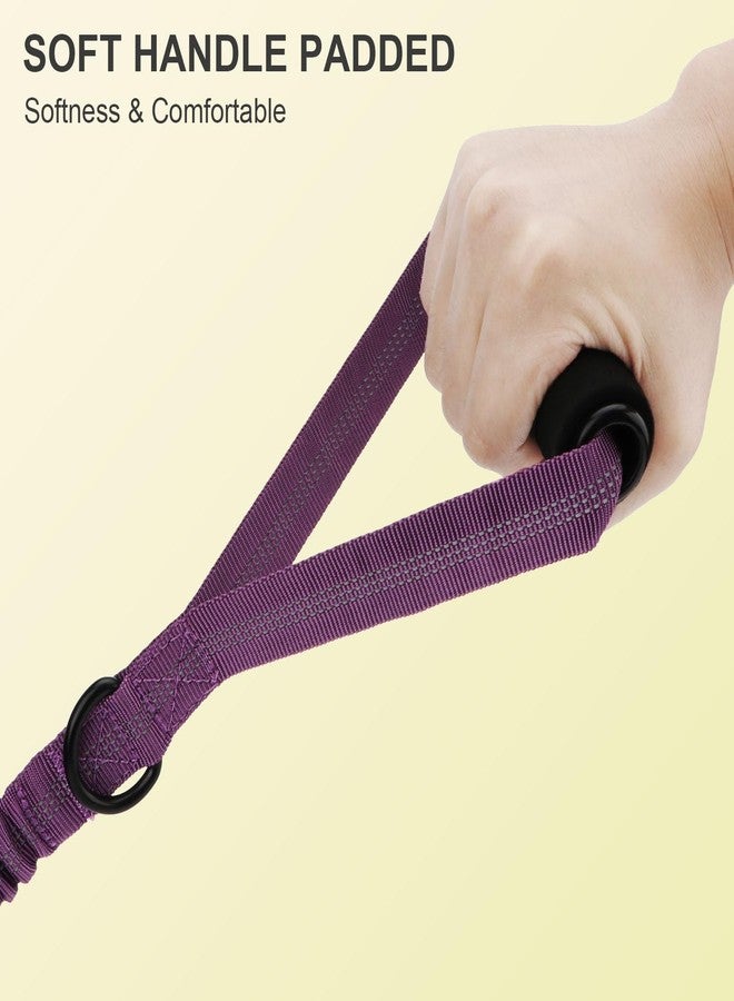 Reshiho Heavy Duty Bungee Dog Leash with Shock Absorbing & Reflective Stitching - Adjustable 4-6FT Tactical Training Leash for Strong Pullers, Dual Padded Handles for Medium/Large Dogs(Purple) - Image 4