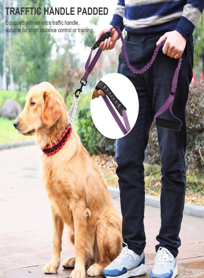 Reshiho Heavy Duty Bungee Dog Leash with Shock Absorbing & Reflective Stitching - Adjustable 4-6FT Tactical Training Leash for Strong Pullers, Dual Padded Handles for Medium/Large Dogs(Purple) - Image 5