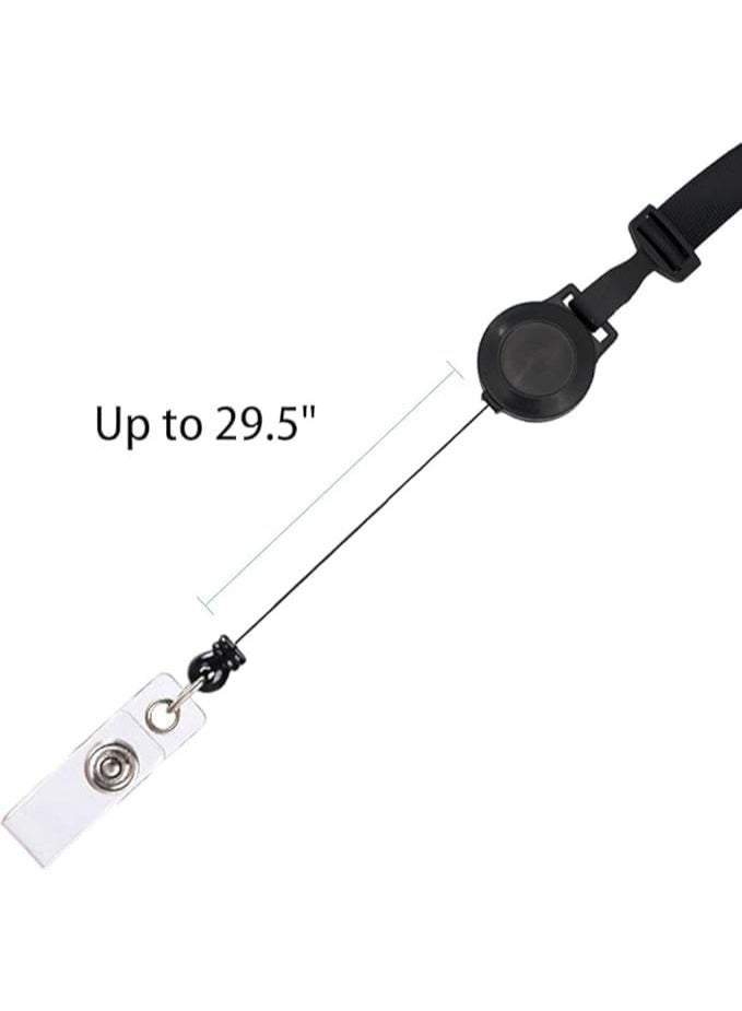 حامل بطاقة الهوية مع حبل العنق، أسود، قابل للسحب، يستخدم في العمل والمكتب والمدرسة والمصنع لحفظ بطاقات الائتمان وبطاقات الهوية وبطاقات المفاتيح القربية ورخص القيادة وبطاقات المرور - Image 3