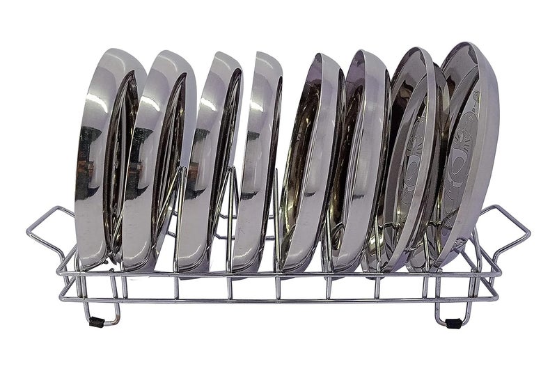 STONE Stainless Steel Plate and Dish Rack Saucer Stand Lid Holder Utensil Rack for Kitchen