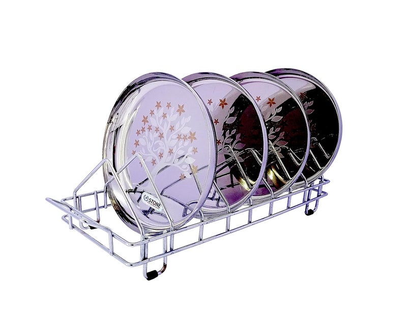 STONE Stainless Steel Plate and Dish Rack Saucer Stand Lid Holder Utensil Rack for Kitchen