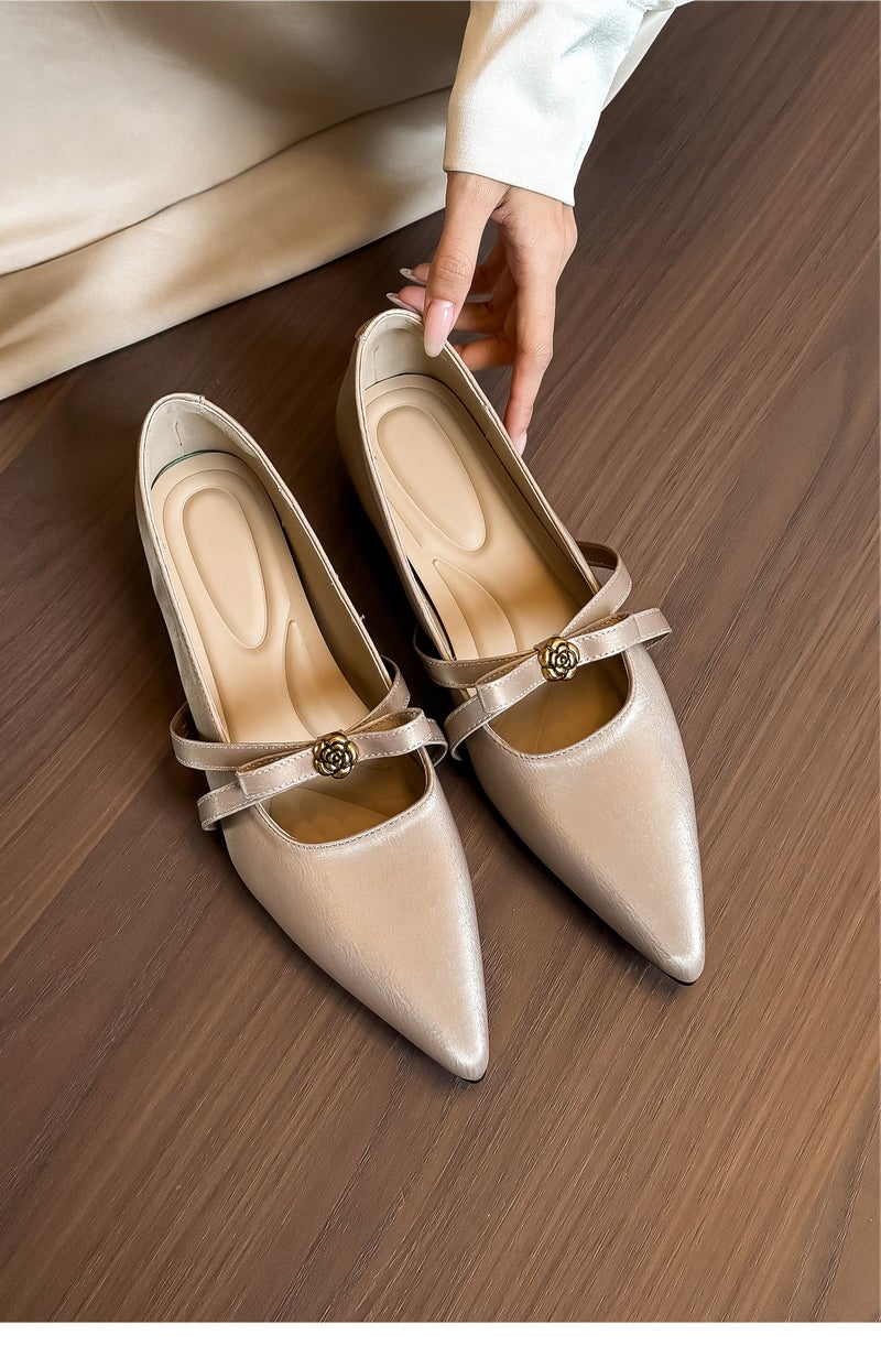 Women's Satin Slingback Pointed-Toe Shoes with Low Heel - Image 5