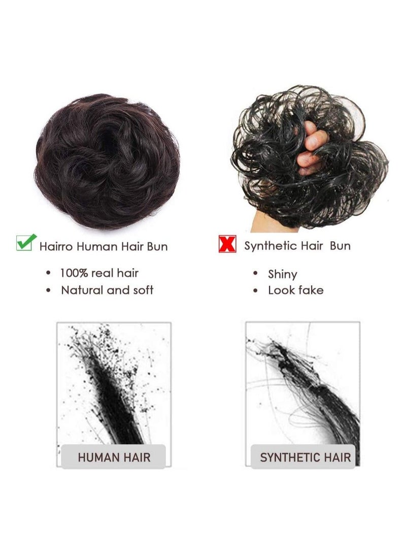 إستيل قطعة شعر على شكل كعكة شعر بشري ، قطعة شعر ريمي ، كعكة سكرانشيز أوبدو حقيقي ، كعكة شعر مموجة ومطاطة ، كعكة أنيقة مع شريط مطاطي مرن ، إكسسوار شعر للنساء ، أسود داكن - Image 5