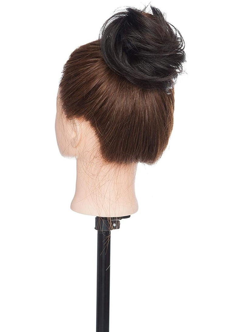 إستيل قطعة شعر على شكل كعكة شعر بشري ، قطعة شعر ريمي ، كعكة سكرانشيز أوبدو حقيقي ، كعكة شعر مموجة ومطاطة ، كعكة أنيقة مع شريط مطاطي مرن ، إكسسوار شعر للنساء ، أسود داكن - Image 4