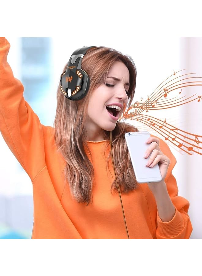 اوك سماعة ألعاب G2000 للكمبيوتر الشخصي مزودة بخاصية التحكم في مستوى الصوت وإضاءة LED وسماعات أذن ناعمة تعمل مع أجهزة Xbox One وPS4 وNintendo Switch وPC وMac وألعاب الكمبيوتر باللون الأزرق - Image 5