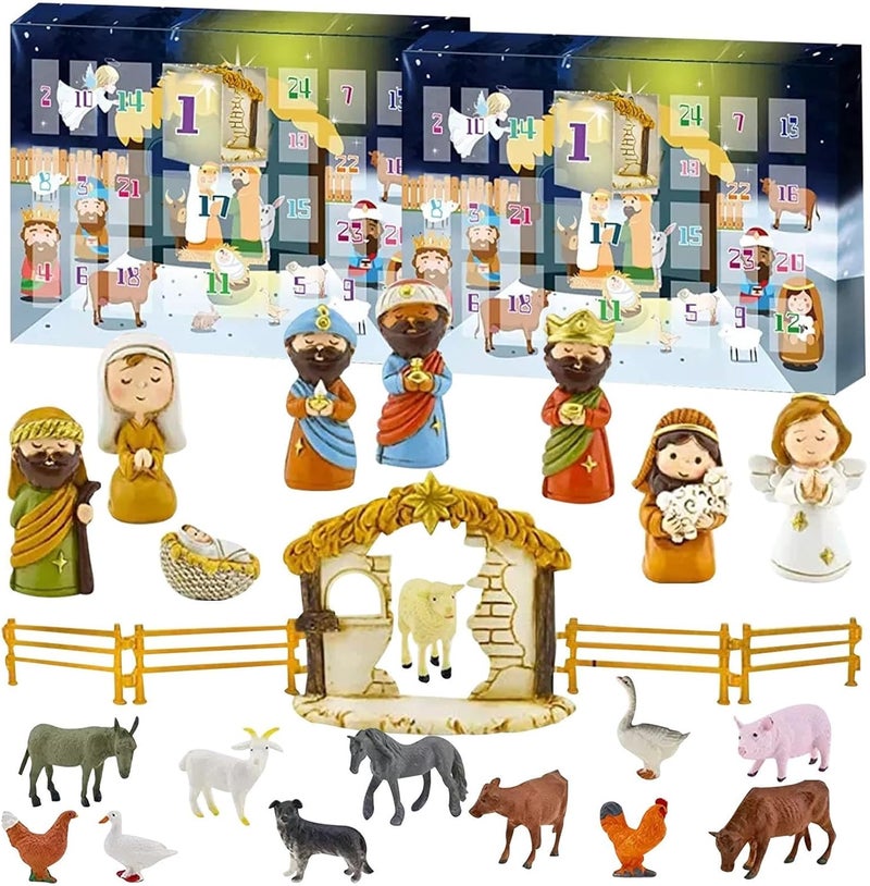klarako 2023 Christmas Advent Calendar Countdown, Nativity Scene Advent Calendar Set, The Calendar of The Birth of Christ, Christian Religious Advent Calendar Gifts Toy - Image 1