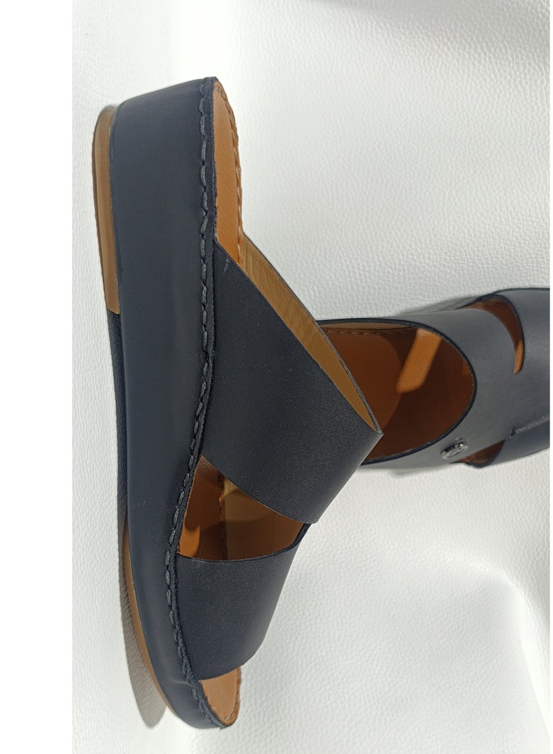 AL NAHHAM صنادل جلدية عربية فاخرة للرجال - نعال منزلية يدوية الصنع قابلة للانزلاق - Image 2