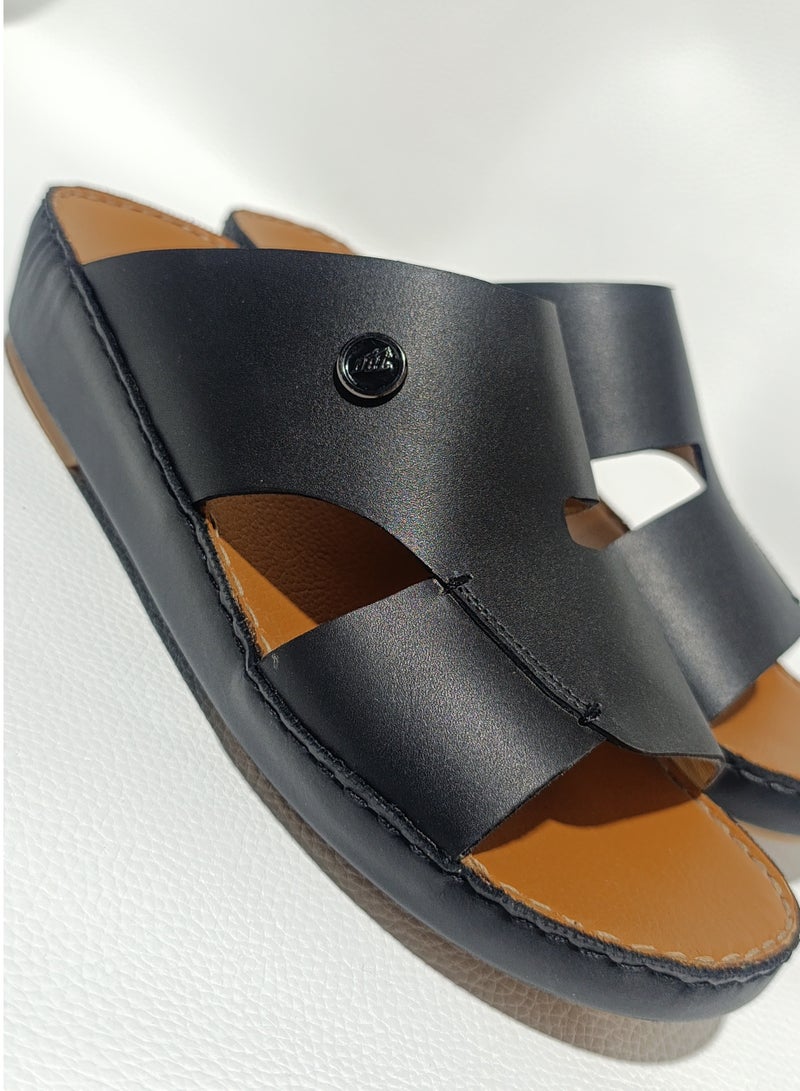 AL NAHHAM صنادل جلدية عربية فاخرة للرجال - نعال منزلية يدوية الصنع قابلة للانزلاق - Image 5