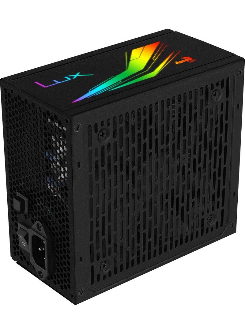 AeroCool LUX RGB 650W Power Supply 230V APFC UK Box | ATX PSU with 80+ Efficiency, Smart RGB Lighting, Silent 12cm Fan, Reliable Gaming Power Supply for Desktop PC, Stable Output for High-Performance Systems - Image 2