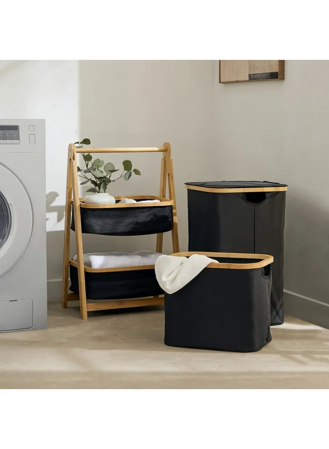 Home Box  Oxford 2-Tier Storage Basket with Bamboo 43 x 70 x 34 cm  | Best Price UAE