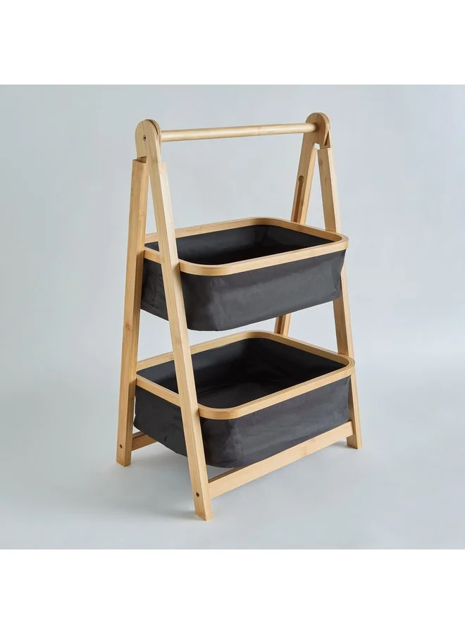 Home Box  Oxford 2-Tier Storage Basket with Bamboo 43 x 70 x 34 cm  | Best Price UAE